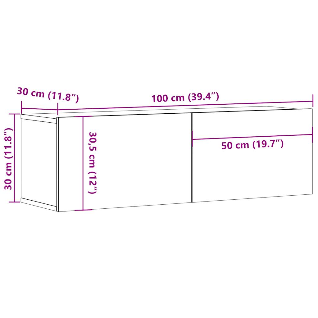 Seinale paigaldatav telerikapp Vana puit 100x30x30 cm