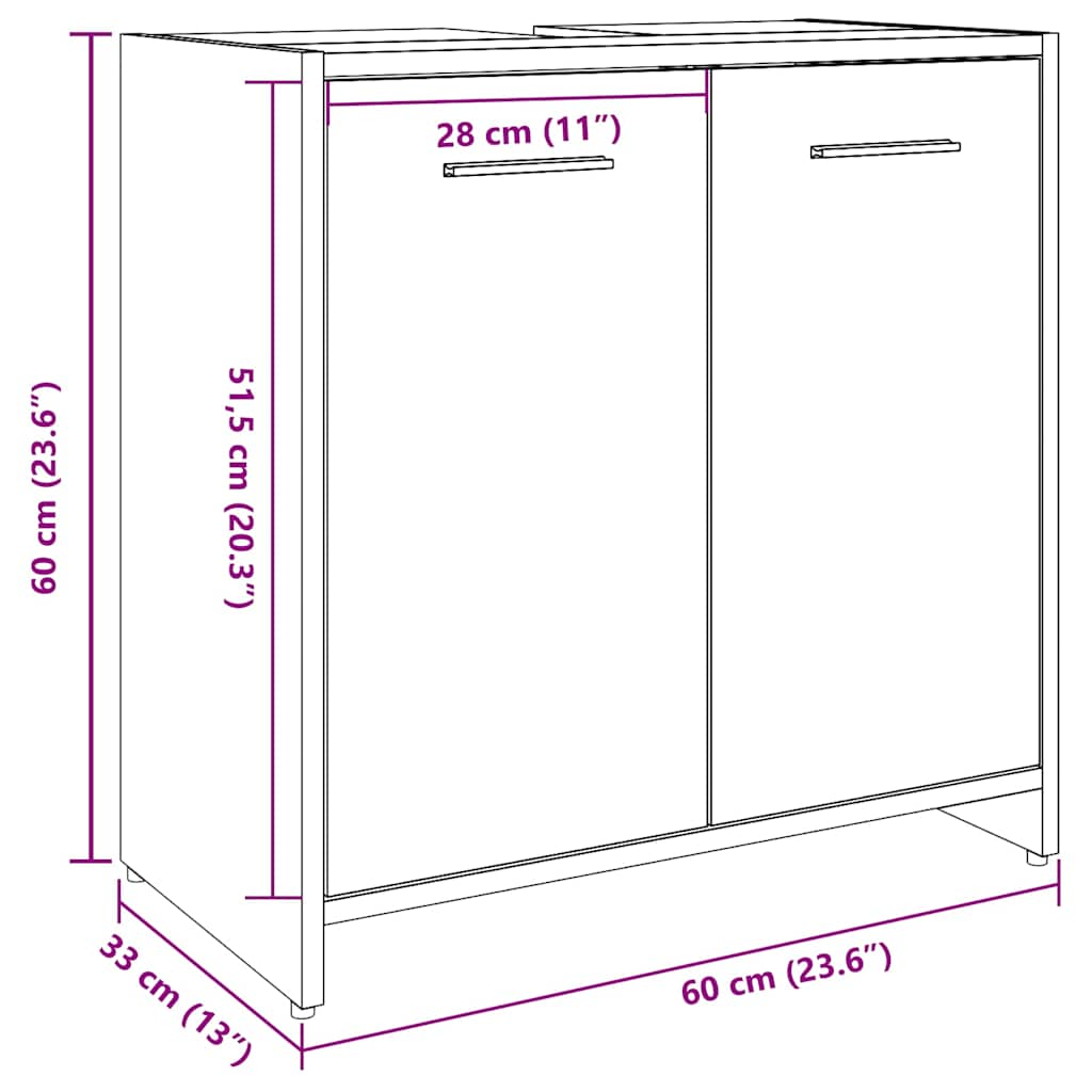 Vannitoa valamukapp Vana puit 60x33x60 cm Engineered Wood