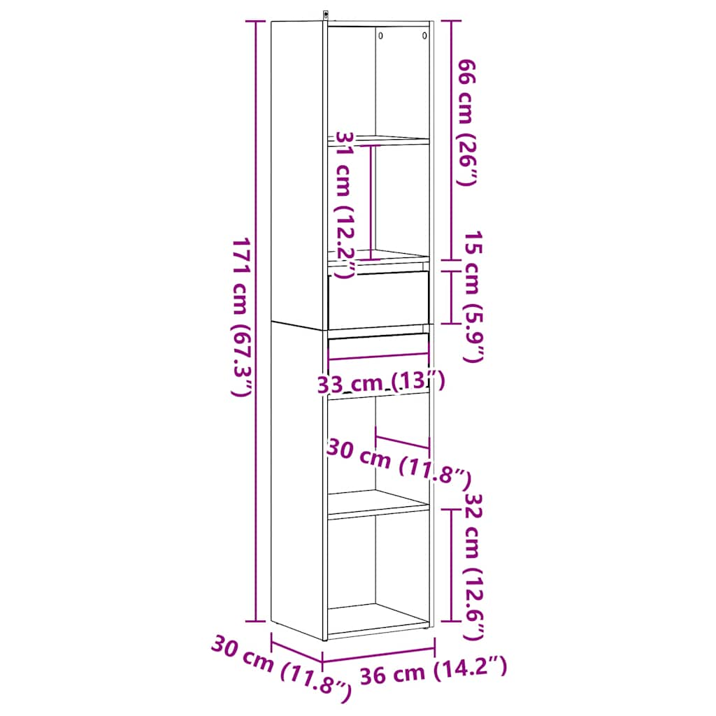 raamatukapp Vana puit 36x30x171 cm Engineered Wood