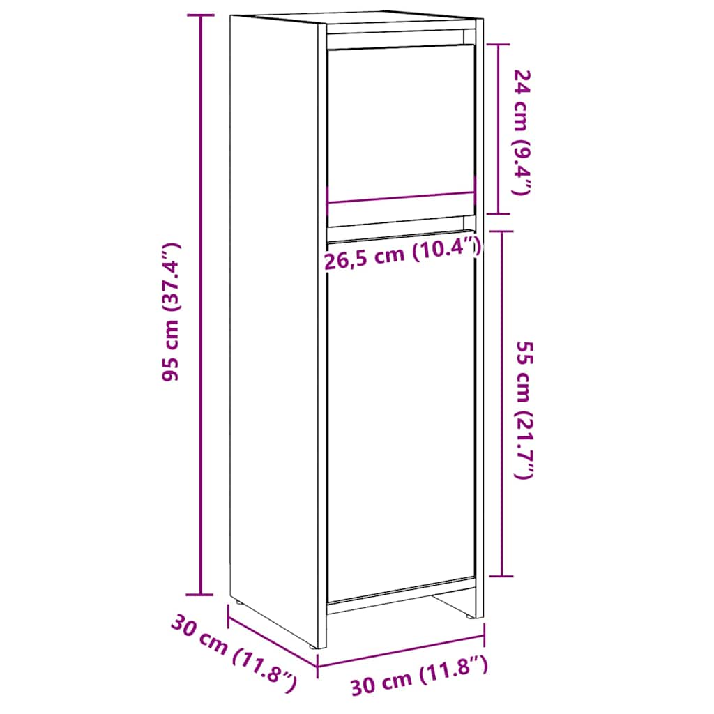 шкаф для ванной бетон серый 30 x 30 x 95 см ДСП