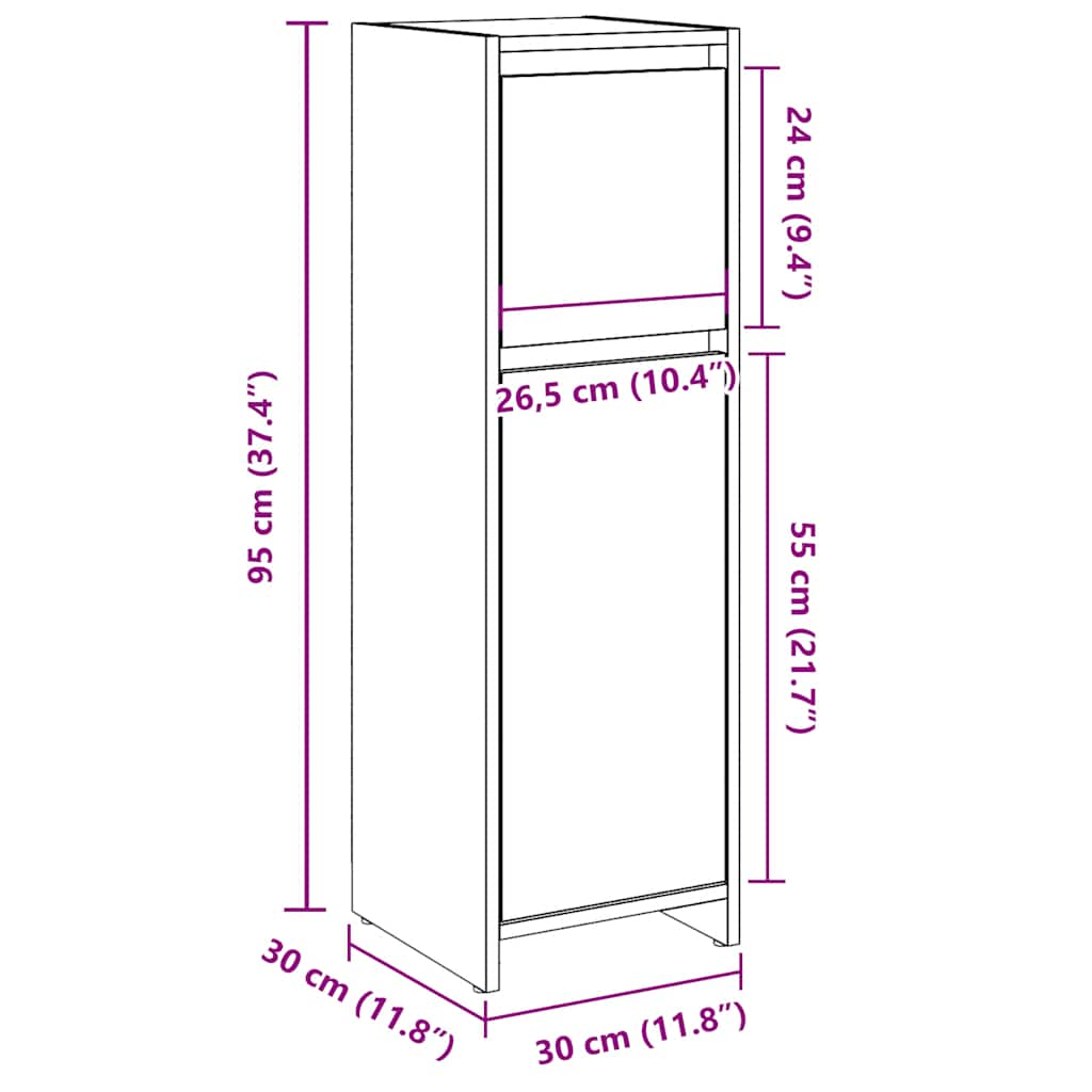 Vannitoa Kapp Old Wood 30x30x95 cm Engineered Wood