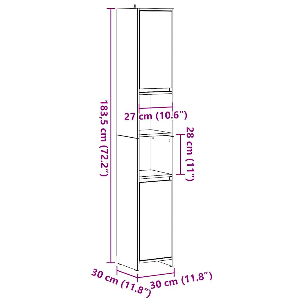 vannitoakapp betoonhall 30 x 30 x 183,5 cm puitlaastplaat