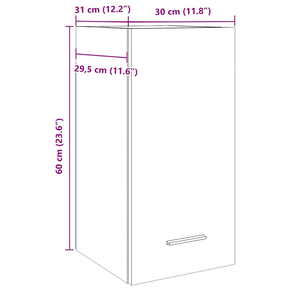 Rippkapp Betoonhall 30x31x60 cm Engineered Wood