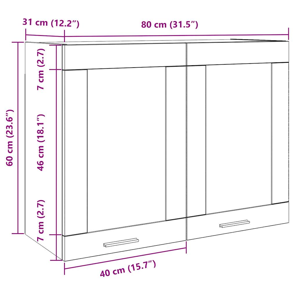 Rippuv Klaaskapp Betoonhall 80x31x60 cm