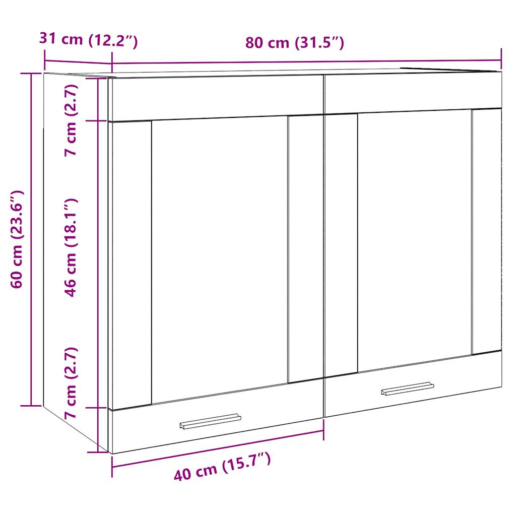 rippuv klaaskapp Vana puit 80x31x60 cm Engineered Wood