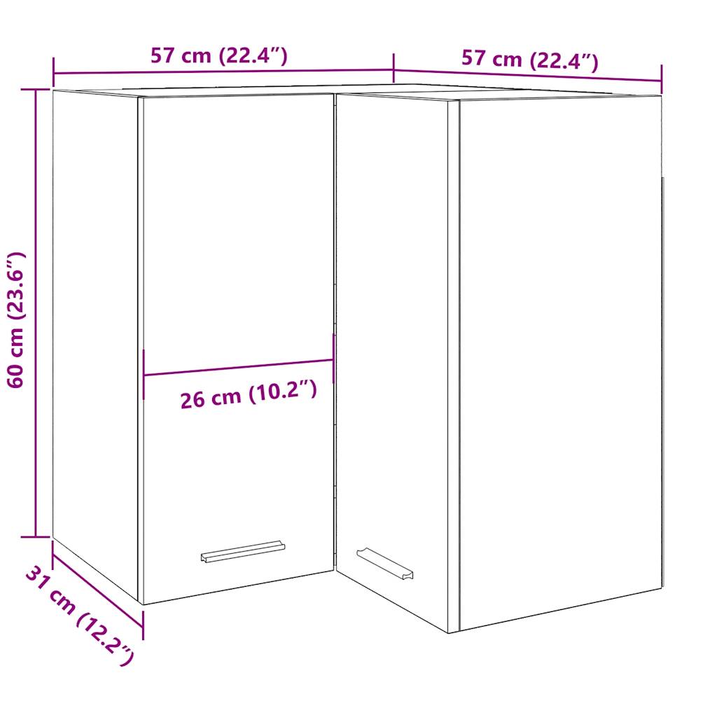 подвесной угловой шкаф Artisan дуб 57x57x60 см конструкция дерево