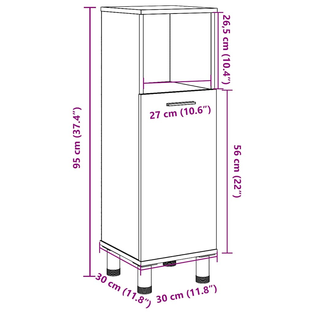 vannitoakapp betoonhall 30 x 30 x 95 cm puitlaastplaat