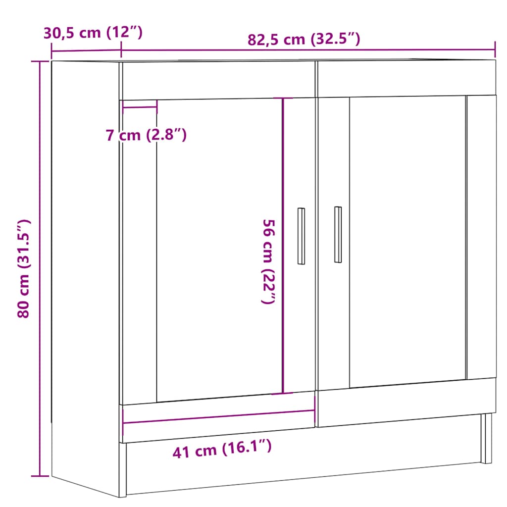 raamatukapp Vana puit 82,5x30,5x80 cm Tehniline puit