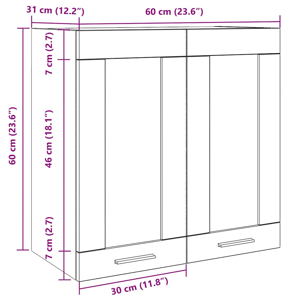 Кухонный шкафчик со стеклянной дверцей Старое дерево 60x31x60 см