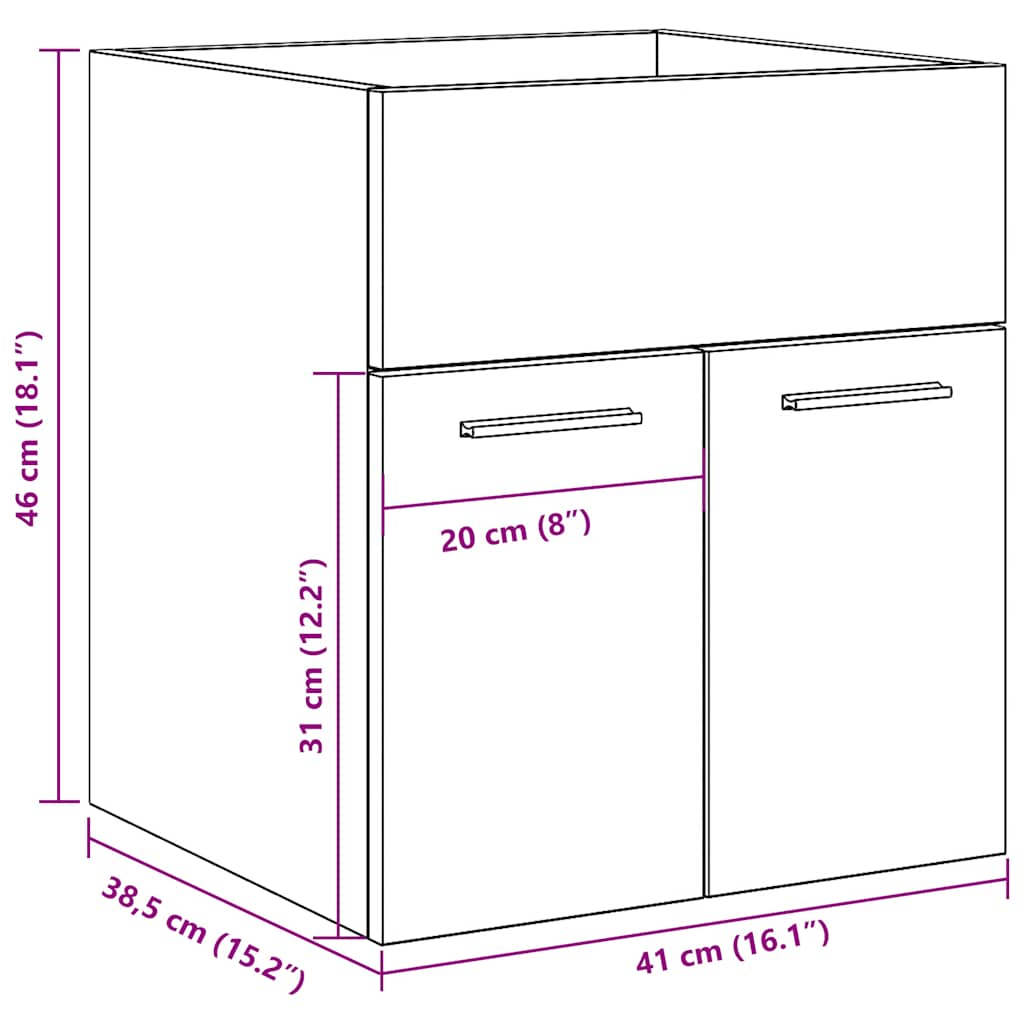 Vannitoa valamukapp Sonoma tamm 41x38,5x46 cm ehituspuit