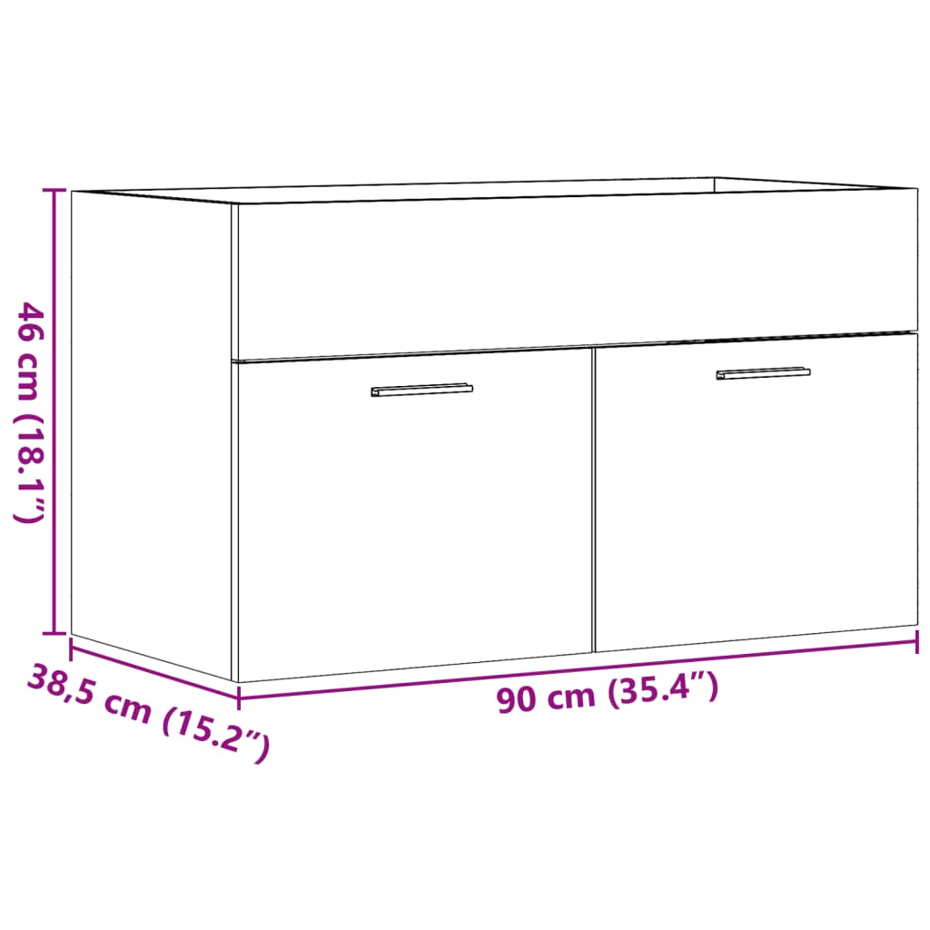 Vannitoa valamukapp Sonoma tamm 90x38,5x46 cm ehituspuit