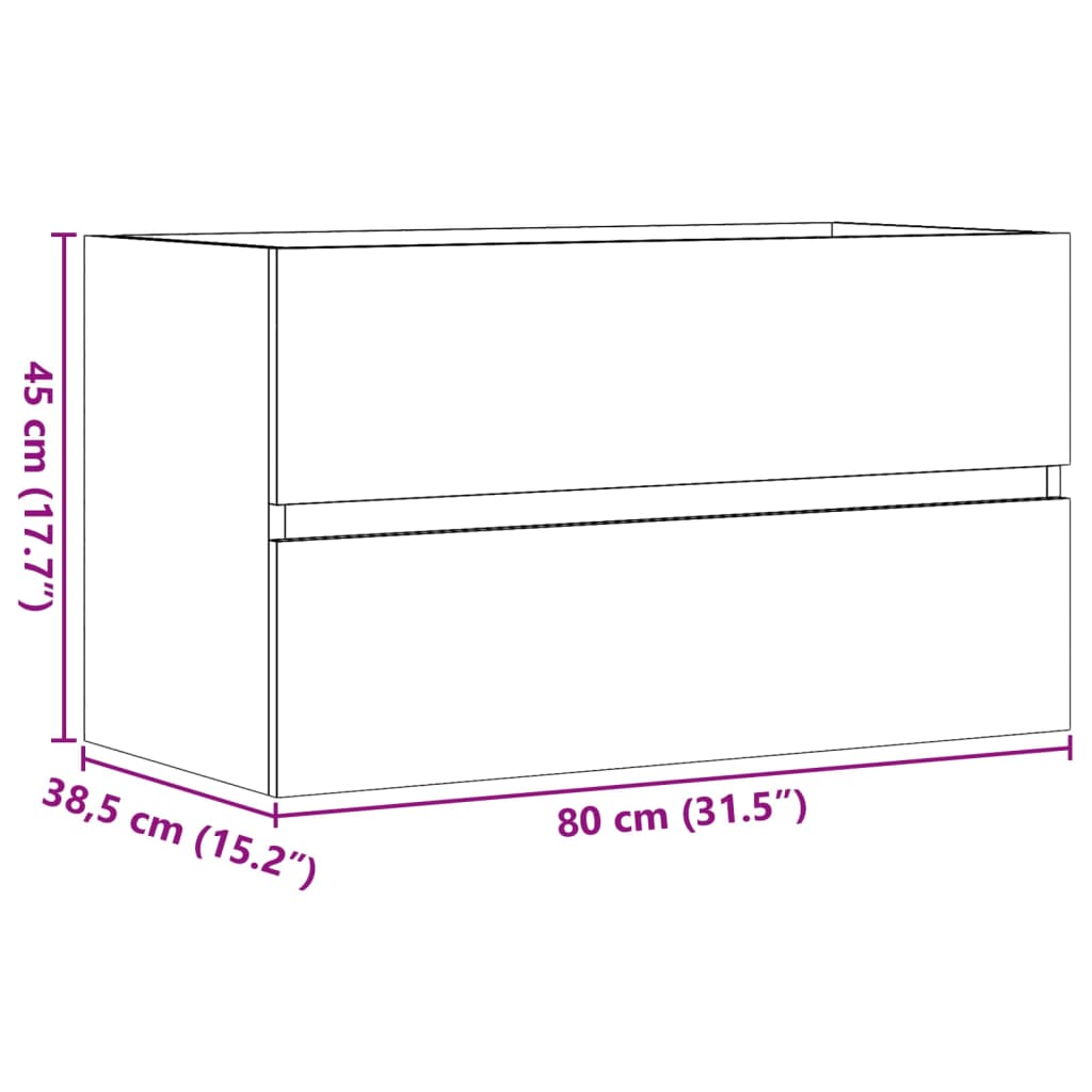 Vannitoa Rippkapp Betoonhall 80x38,5x45 cm Engineered Wood