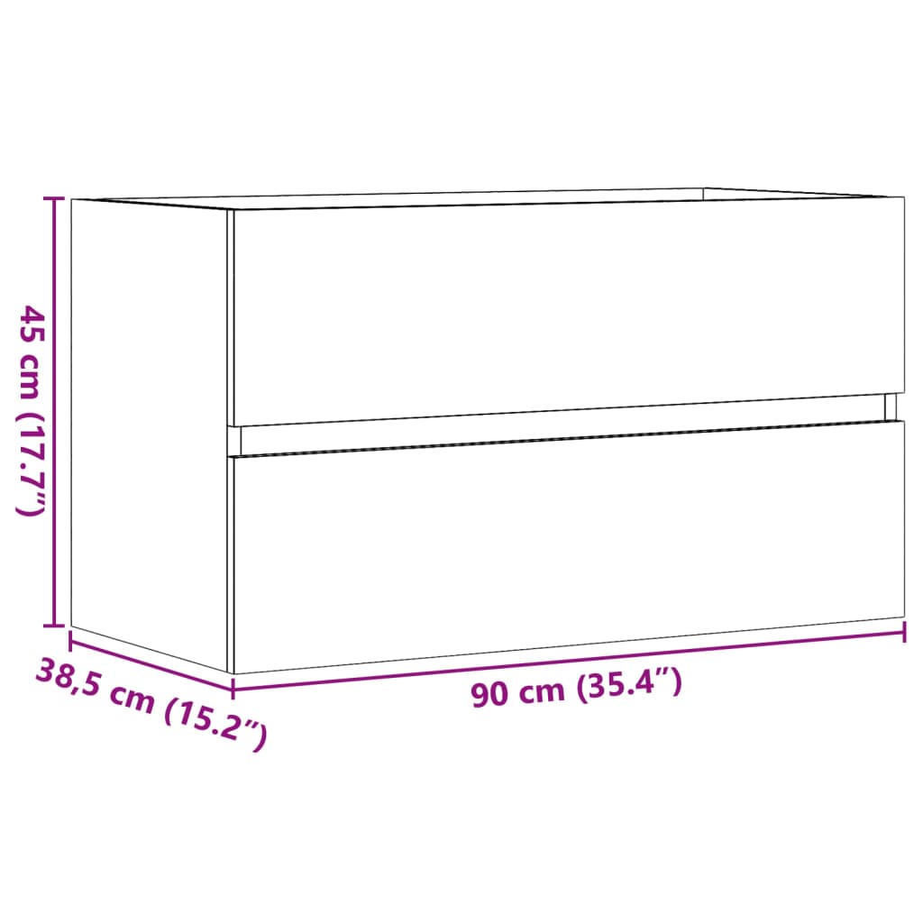 Тумба под раковину, бетонно-серый, 90 x 38,5 x 45 см, искусственное дерево