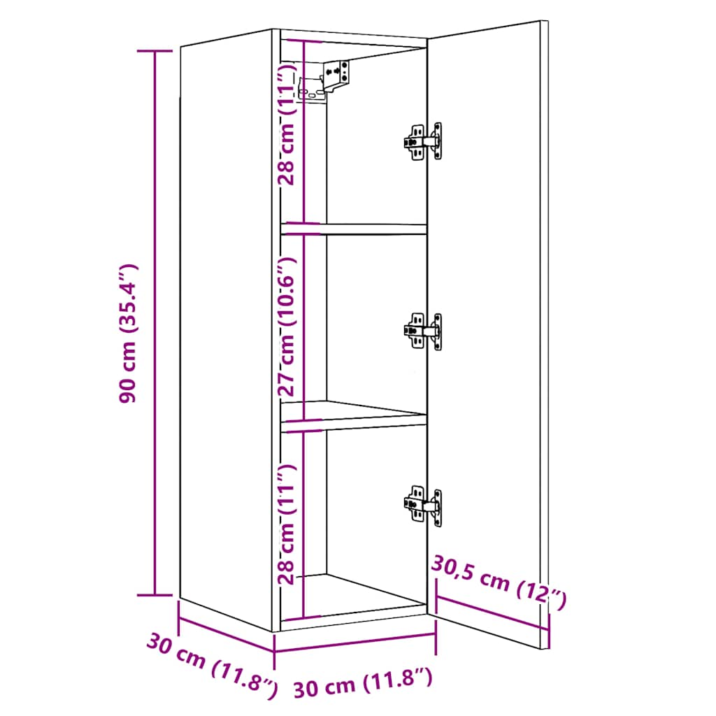 Комплект из 2-х тумб под телевизор, старое дерево, 30,5x30x90 см