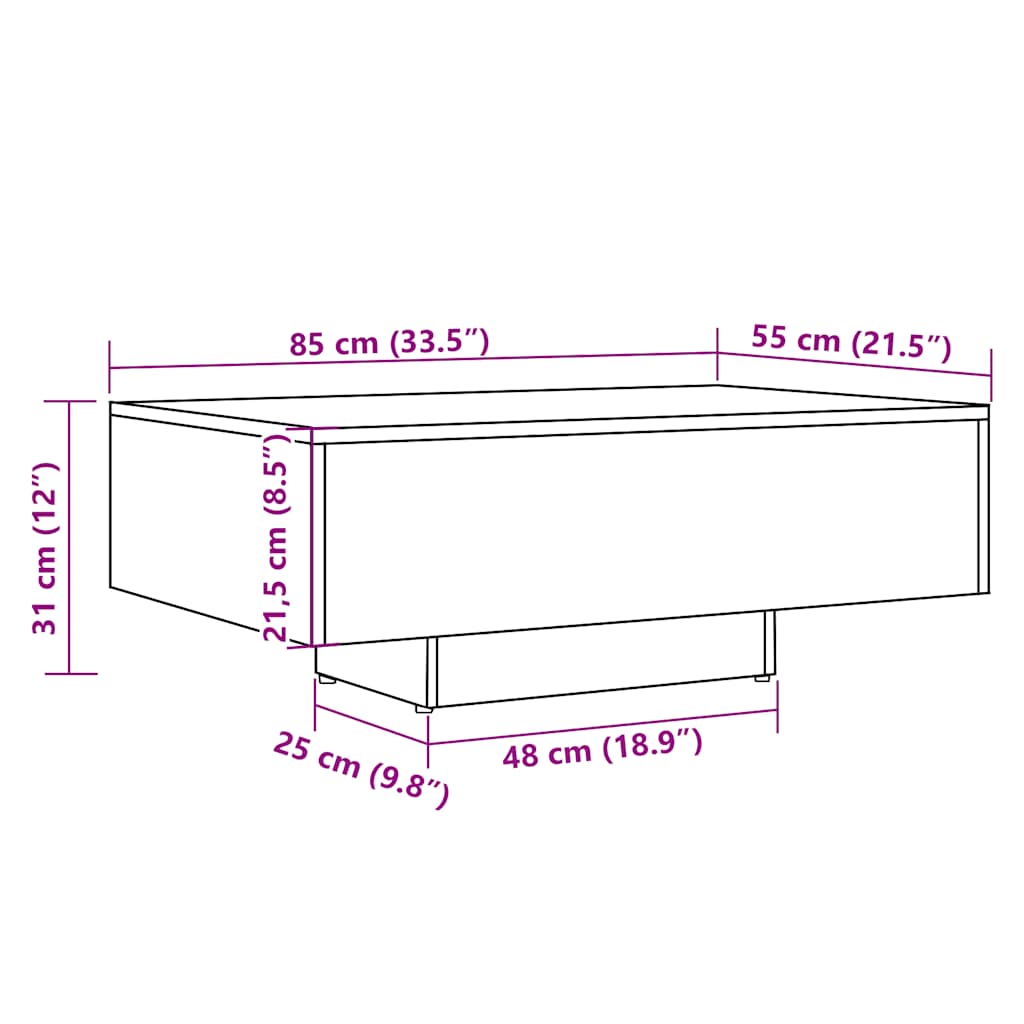 Diivanilaud Vana puit 85x55x31 cm Tehnopuit