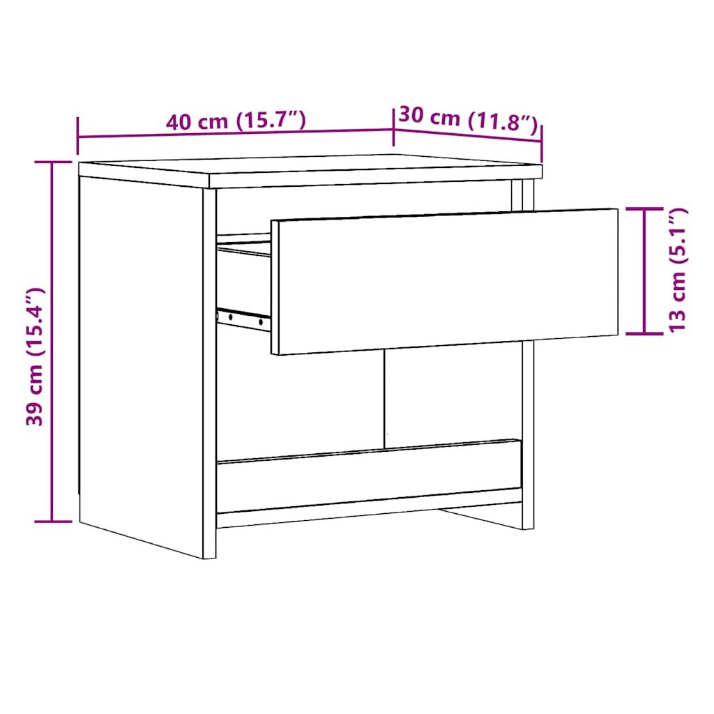 Прикроватная тумбочка Старое дерево 40x30x39 см Инженерное дерево