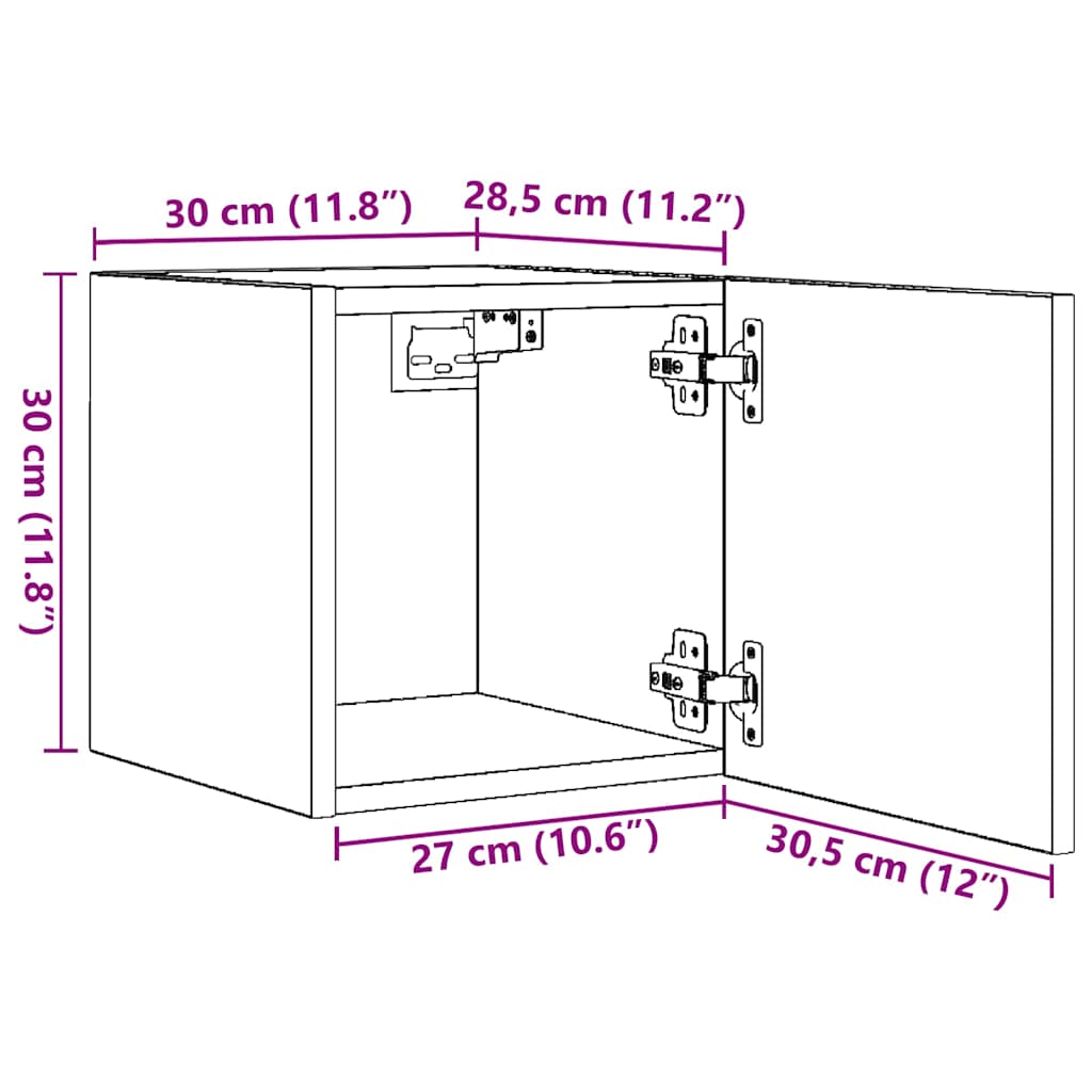 Seinale paigaldatav TV Kapp Vana puit 30,5x30x30 cm