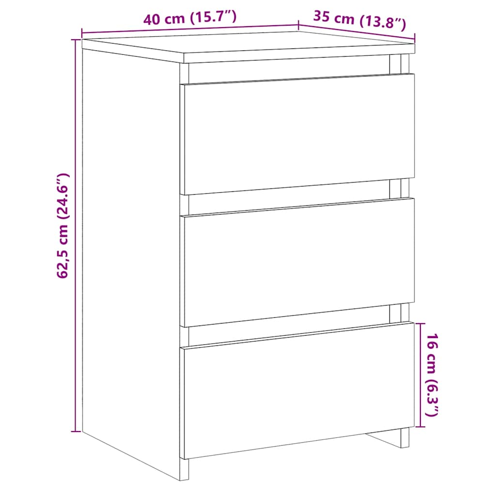 Прикроватная тумбочка Старое дерево 40x35x62,5 см Инженерное дерево