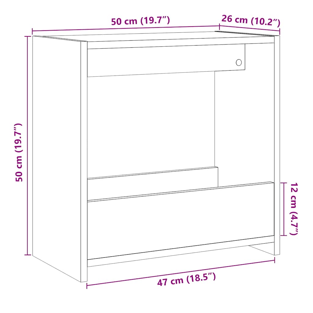 Külglaud Vana puit 50x26x50 cm Tehnopuit