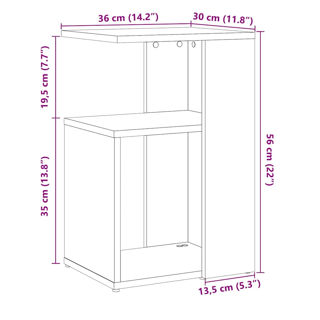 Приставной столик Старое дерево 36x30x56 см Инженерное дерево