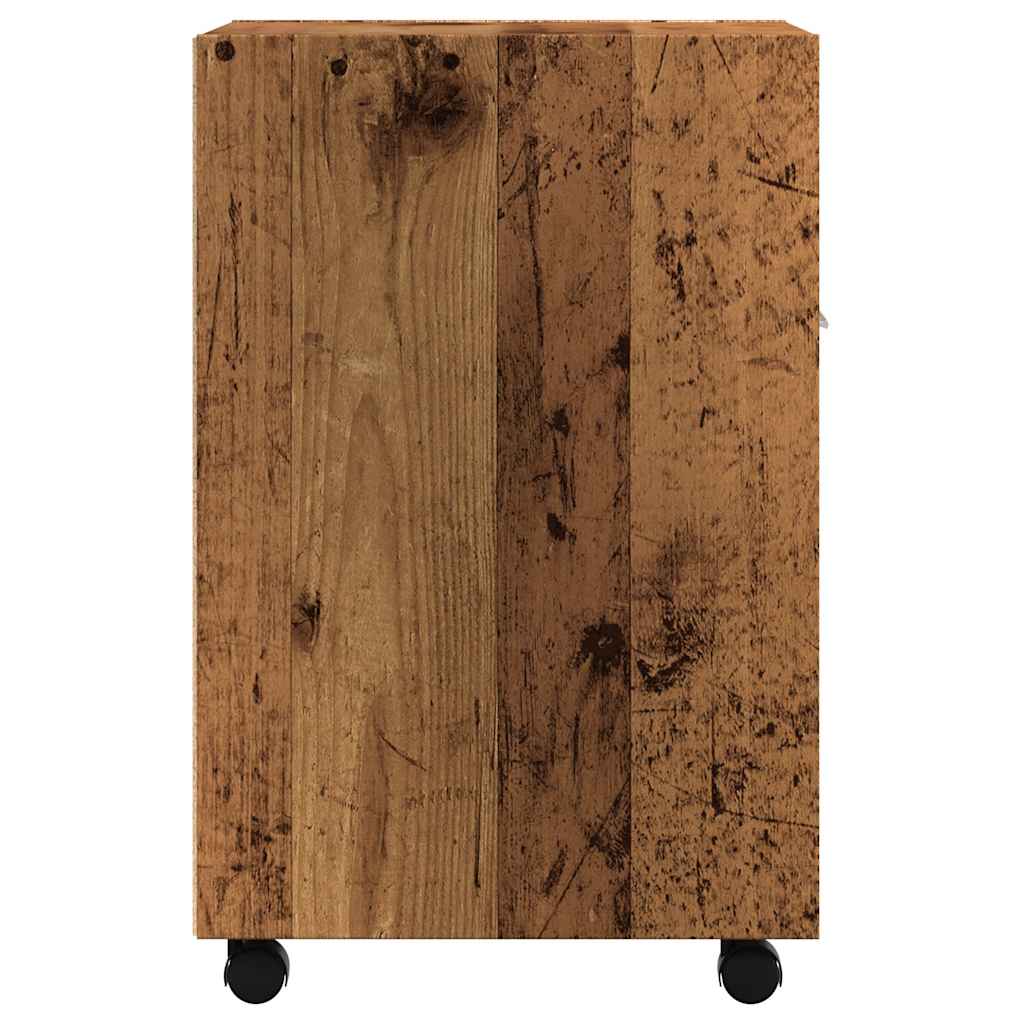 Ratastega kapp Vana puit 33x38x60 cm Engineered Wood