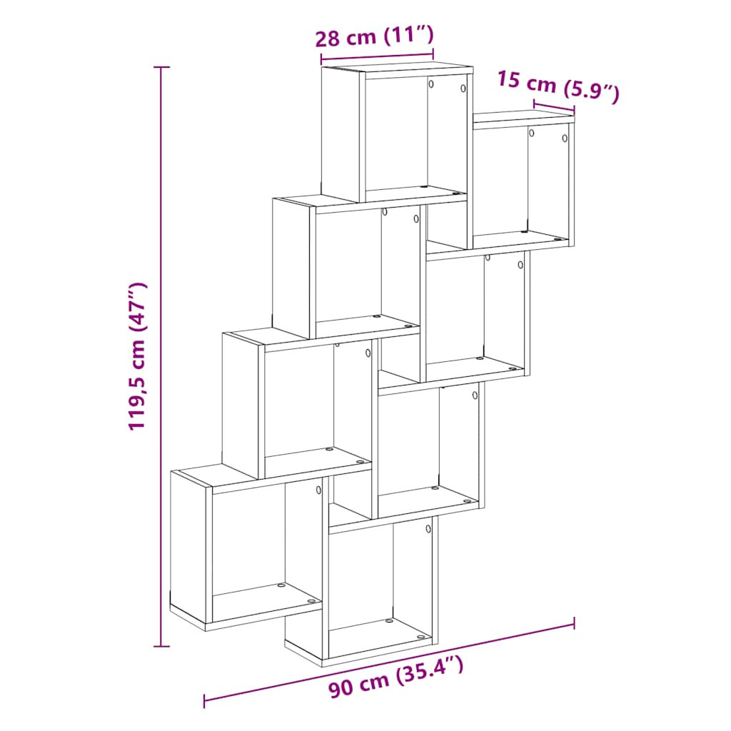 настенная полка куб Artisan дуб 90x15x119,5 см искусственное дерево