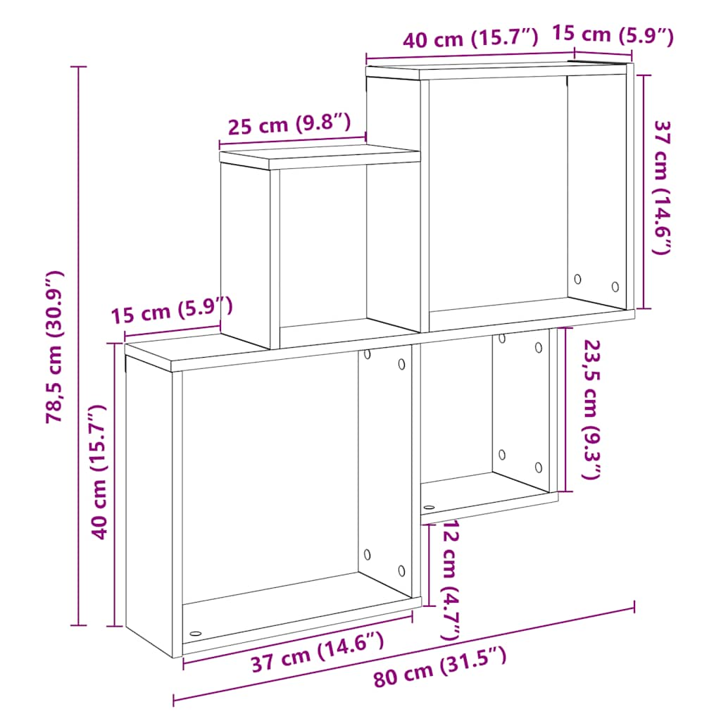 настенная полка Artisan дуб 80x15x78,5 см конструкционное дерево