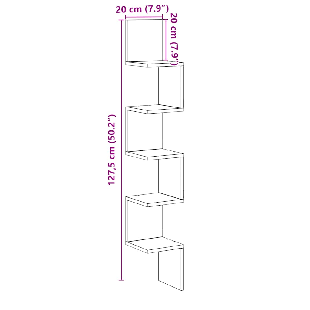 Угловая настенная полка Старое дерево 20x20x127,5 см Искусственное дерево