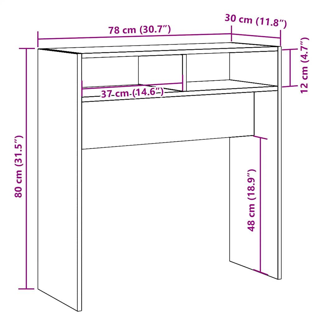 konsoollaud Vana puit 78x30x80 cm Engineered Wood