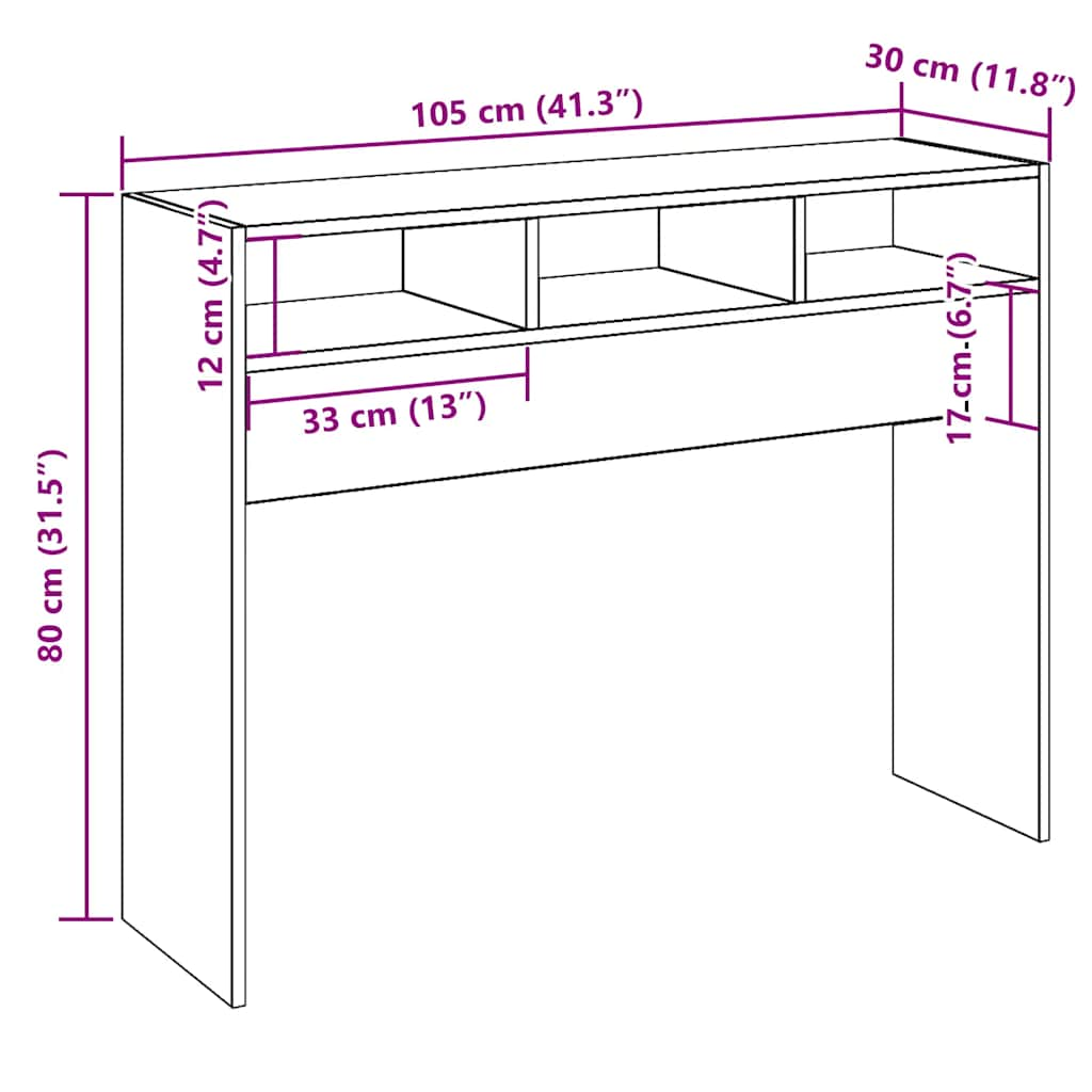 Консольный стол Старое дерево 105x30x80 см Инженерная древесина