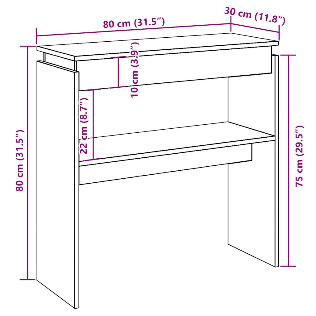 konsoollaud Vana puit 80x30x80 cm Engineered Wood