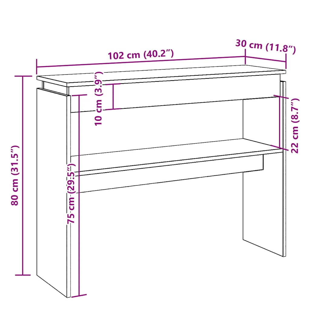 konsoollaud Vana puit 80x30x102 cm Engineered Wood