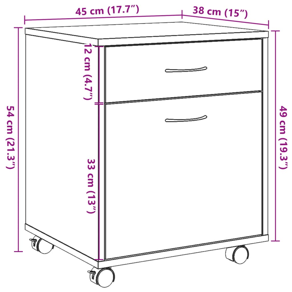 Rullkapp Artisan tamm 45x38x54 cm insenerpuit