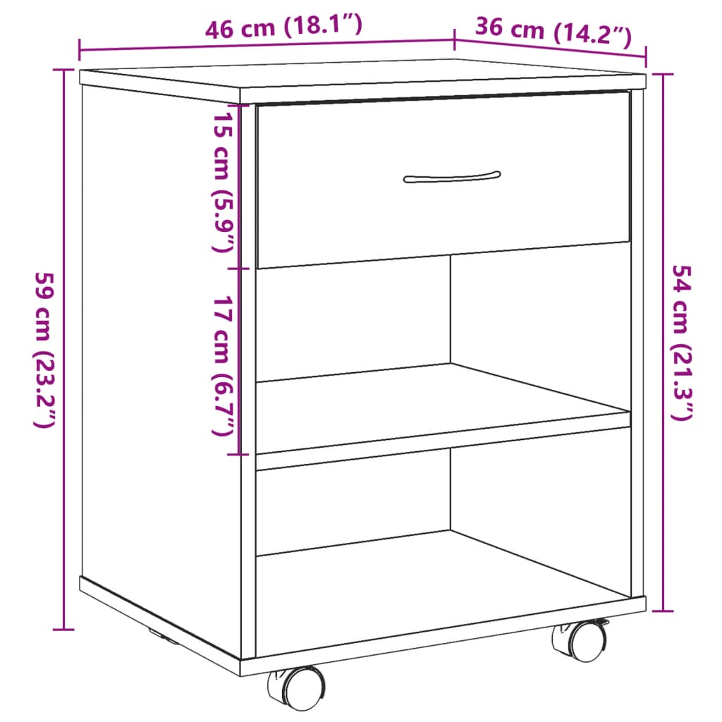 Rullkapp Artisan tamm 46x36x59 cm insenerpuit