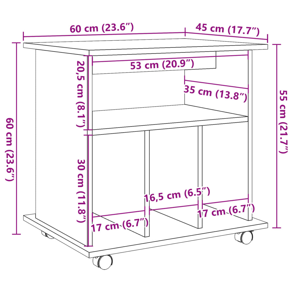 Rullkapp Artisan tamm 60x45x60 cm insenerpuit