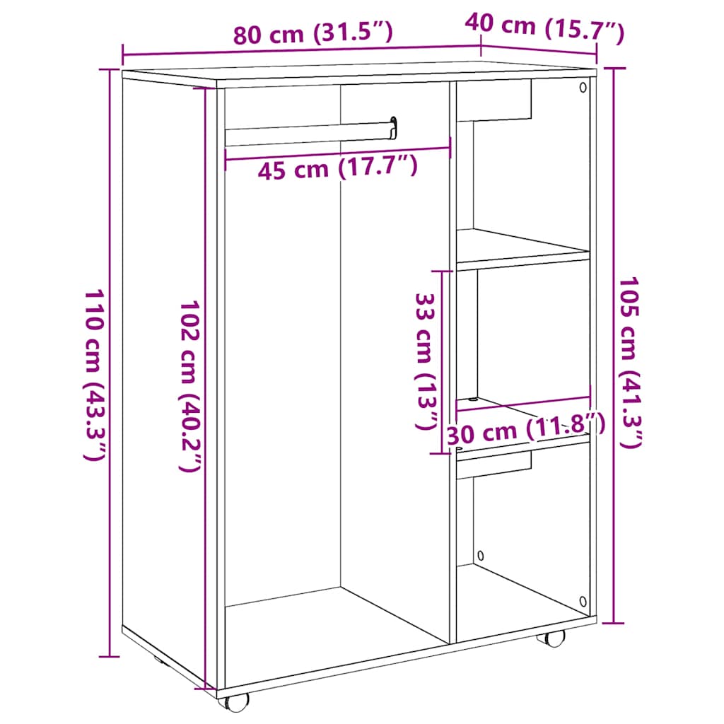 Riidekapp Old Wood 80x40x110 cm Engineered Wood