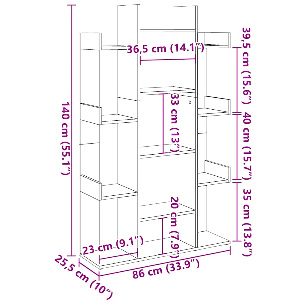 raamatukapp Vana puit 86x25,5x140 cm Engineered Wood