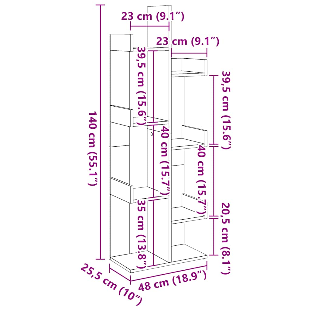 raamatukapp Vana puit 48x25,5x140 cm Engineered Wood