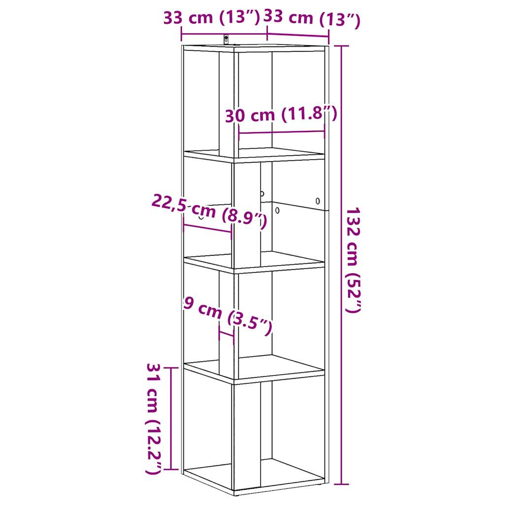 Nurgakapp Vana puit 33x33x132 cm Engineered Wood