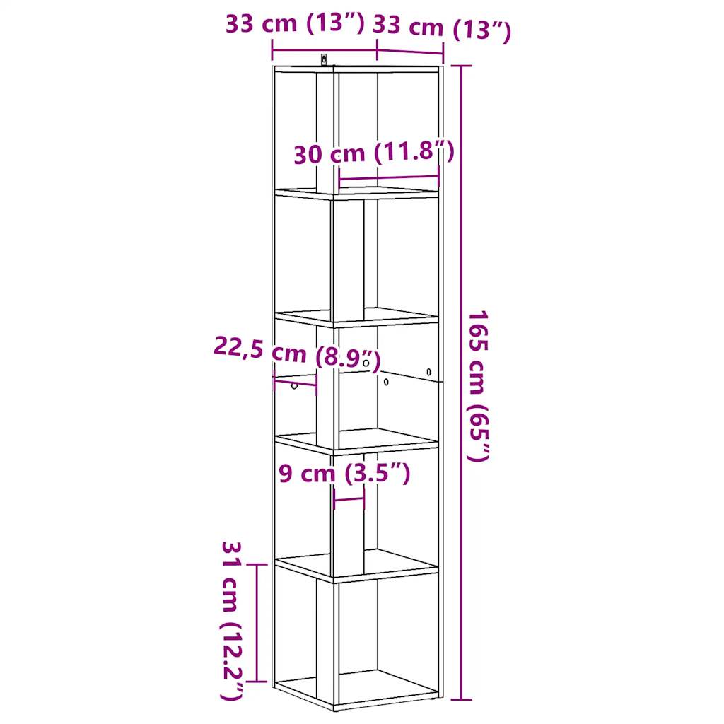 Nurgakapp Vana puit 33x33x165 cm Engineered Wood