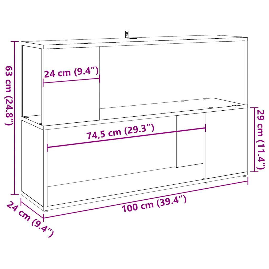 raamatukapp Vana puit 100x24x63 cm Engineered Wood