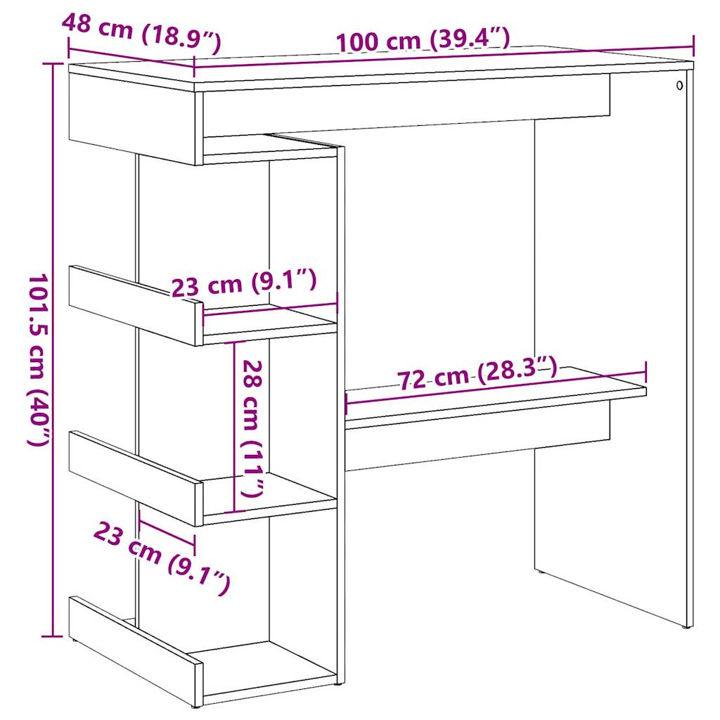 Барный стол с полкой для хранения вещей Старое дерево 100x48x101,5 см