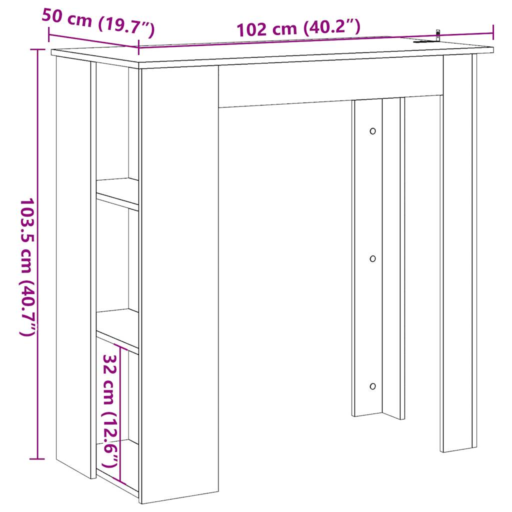 Baarilaud riiuliga Vana puit 102x50x103,5 cm Tehnopuit