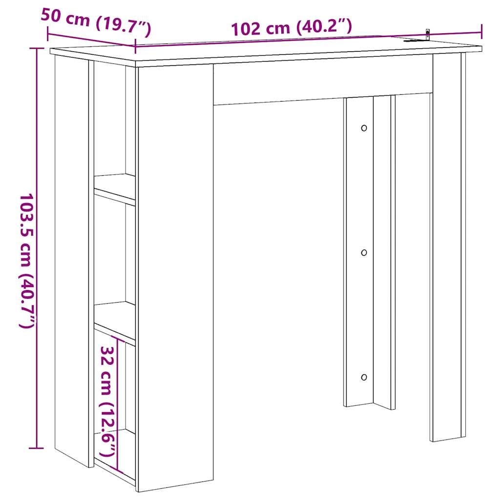 baarilaud riiuliga Artisan tamm 102x50x103,5 cm tehispuit