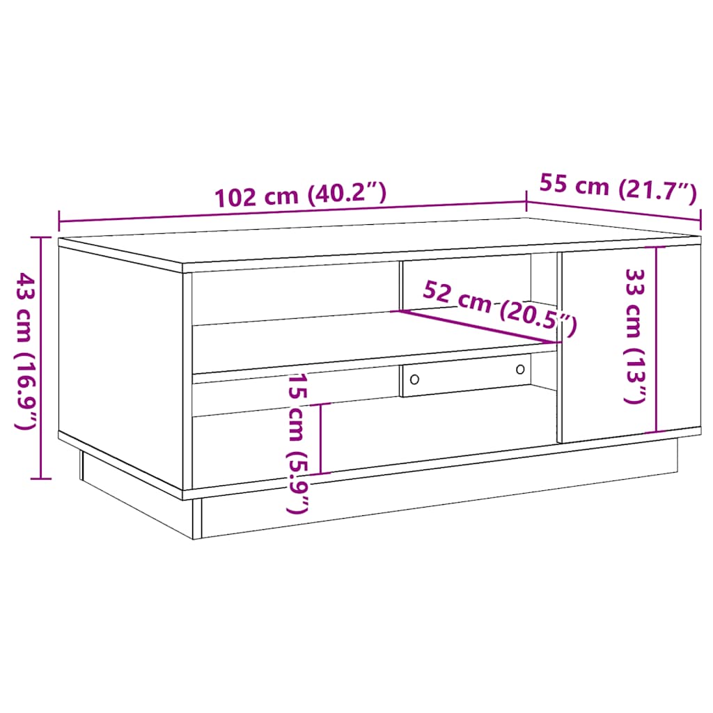 diivanilaud Artisan tamm 102x55x43 cm ehituspuit