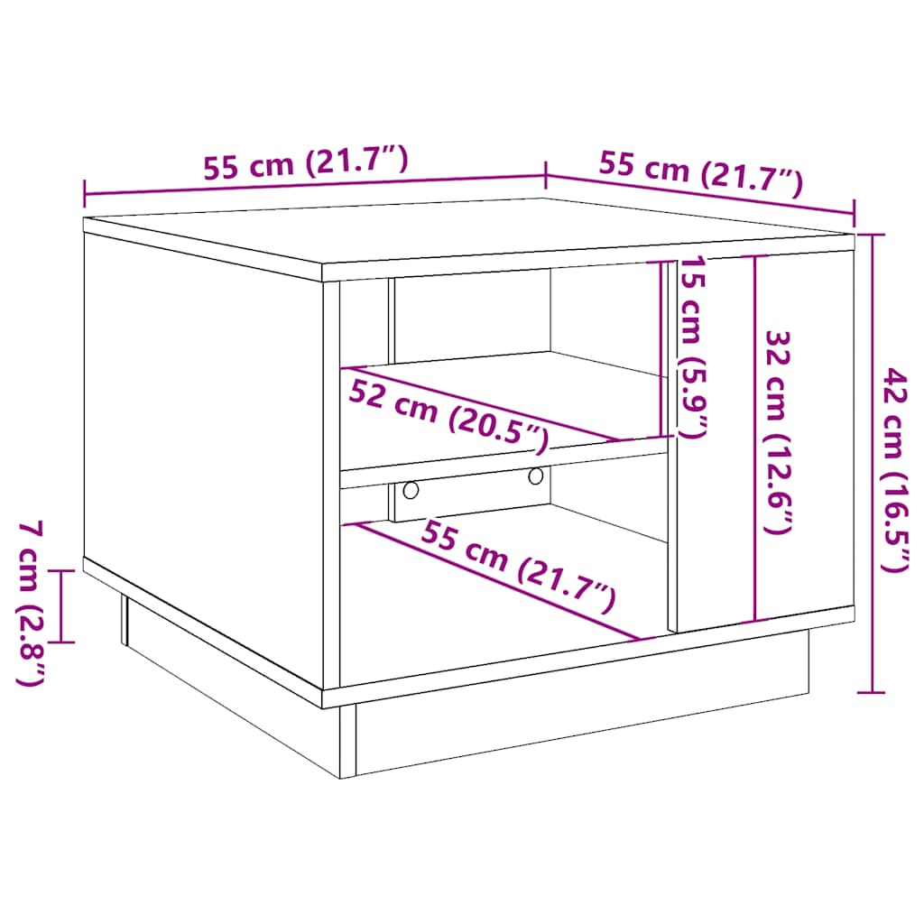 Журнальный столик Old Wood 55x55x42 см Engineered Wood