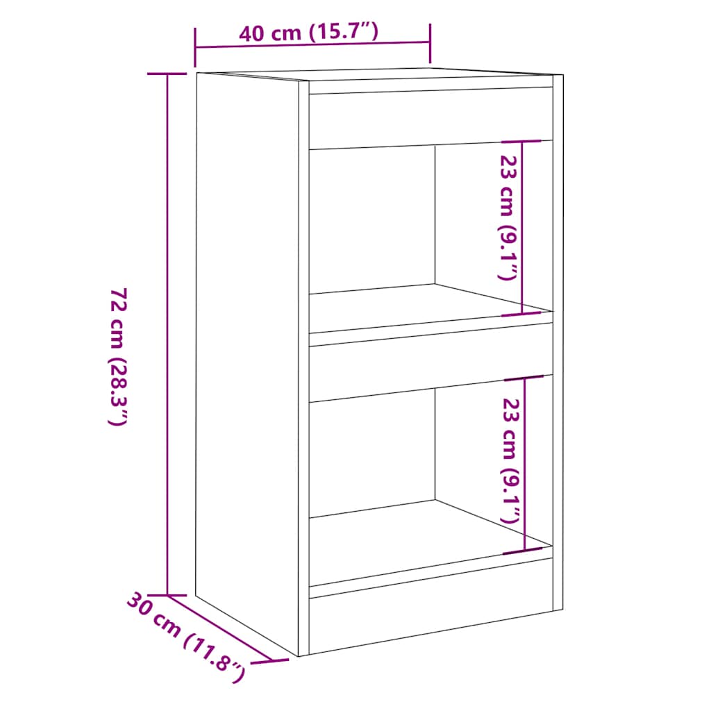 Книжный шкаф/перегородка Старое дерево 40x30x72 см