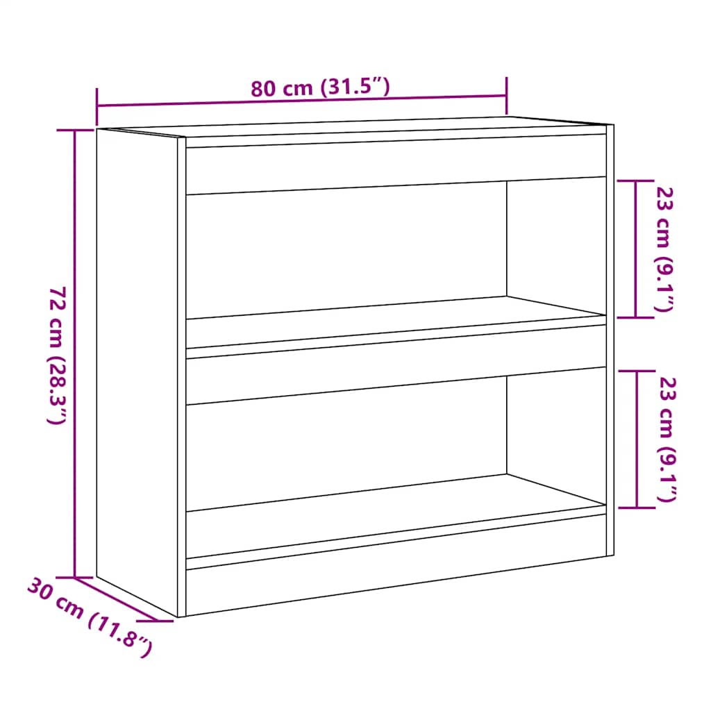 Книжный шкаф/комнатная перегородка Старое дерево 80x30x72 см