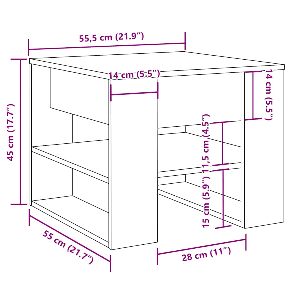 diivanilaud Artisan tamm 55,5x55x45 cm ehituspuit