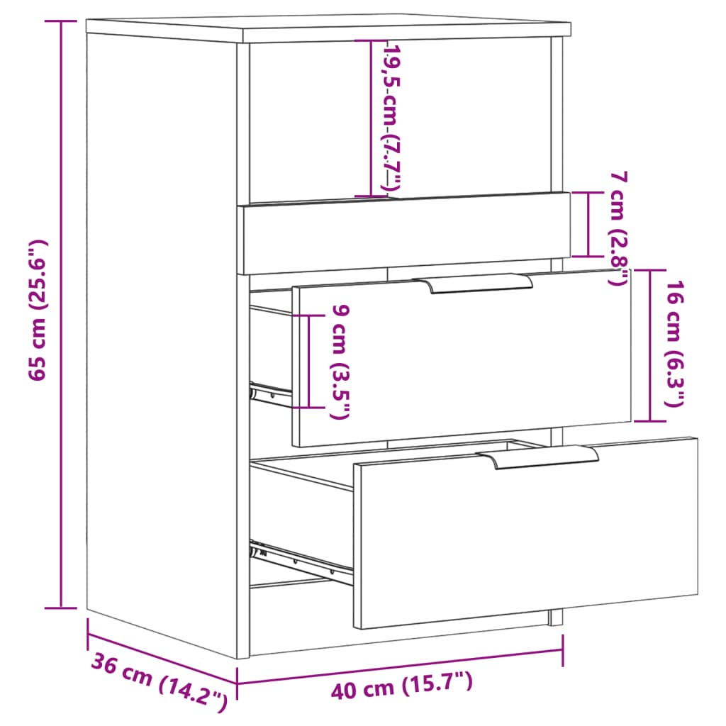 Прикроватная тумбочка Old Wood 40x36x65 см Engineered Wood